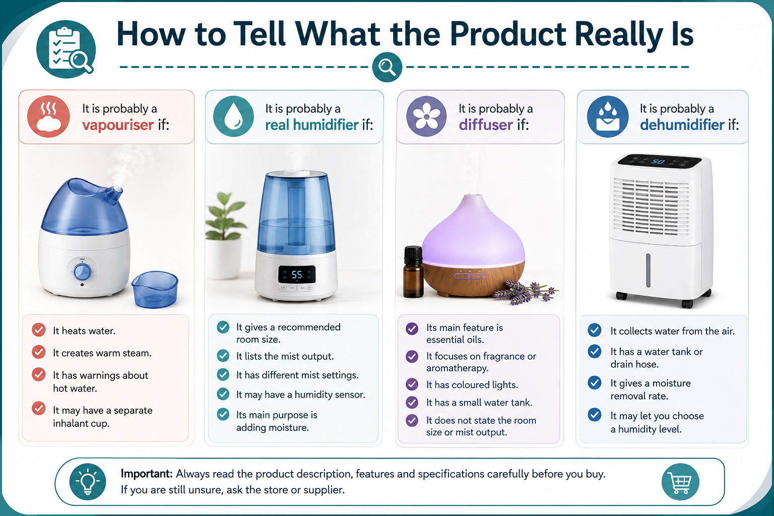 How to Tell if it is vapouriser or humidifier or dehumidifier or diffuser How to Tell if it is vapouriser or humidifier or dehumidifier or diffuser